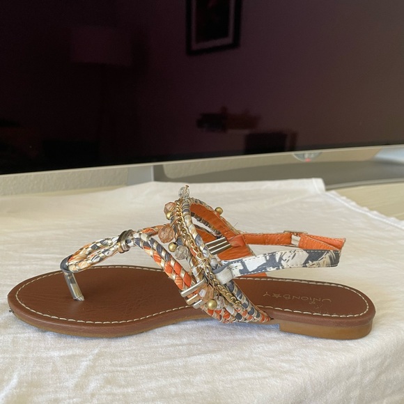 UNIONBAY Flat Sandal (Women), Orange/Grey/Cream, Size: 6 M US - Picture 4 of 16